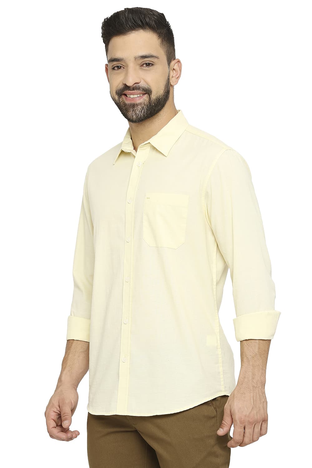 BASICS SLIM FIT COTTON SLUB SHIRT