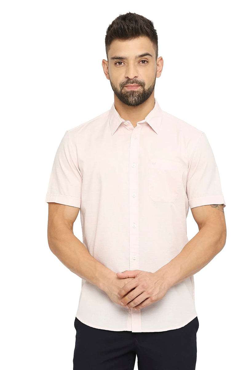 BASICS SLIM FIT COTTON SLUB HALFSLEEVES SHIRT