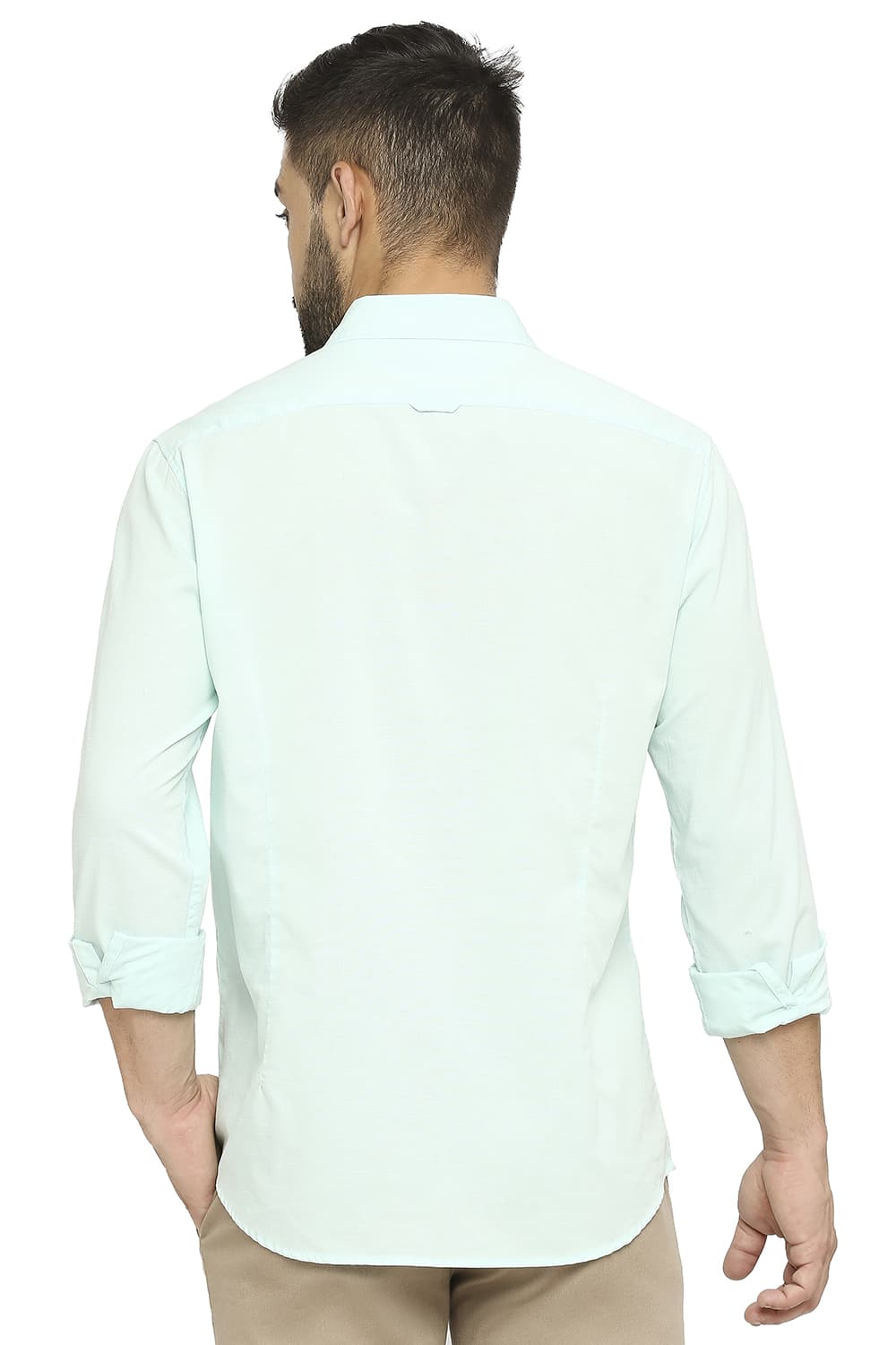 BASICS SLIM FIT COTTON SLUB SHIRT