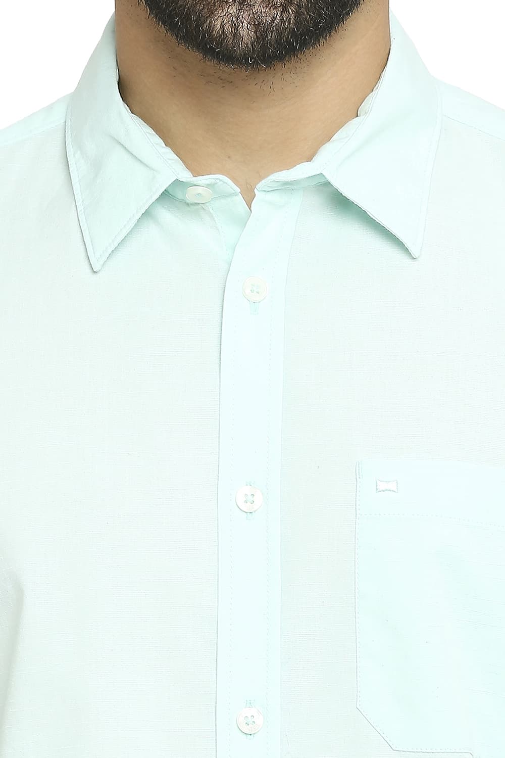 BASICS SLIM FIT COTTON SLUB HALFSLEEVES SHIRT