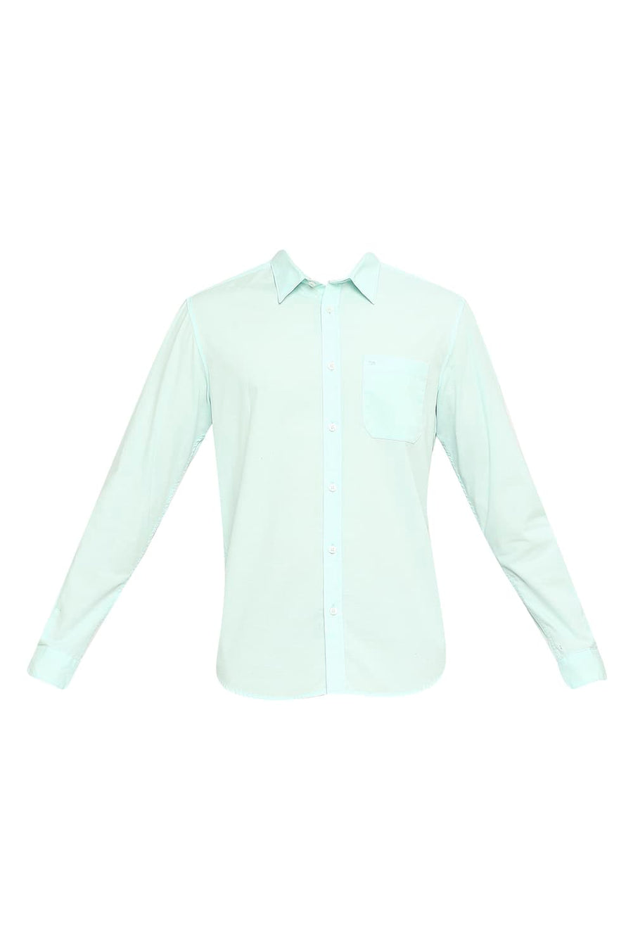 BASICS SLIM FIT OPAL GREEN COTTON SLUB SHIRT