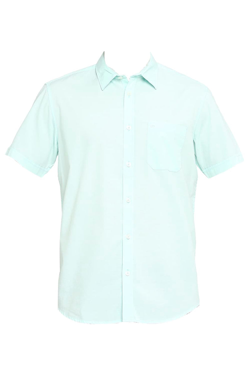 BASICS SLIM FIT COTTON SLUB HALFSLEEVES SHIRT