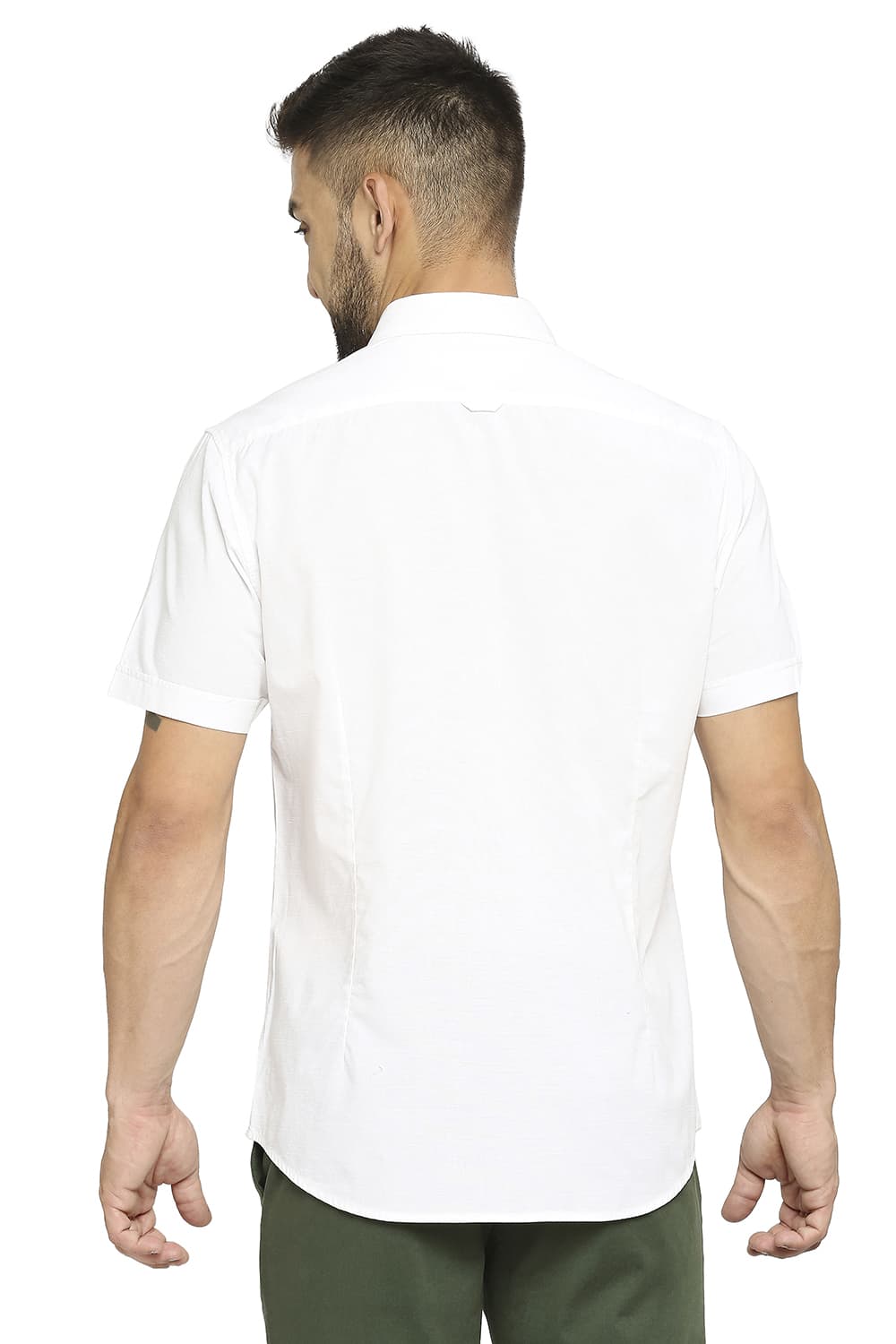 BASICS SLIM FIT COTTON SLUB HALFSLEEVES SHIRT