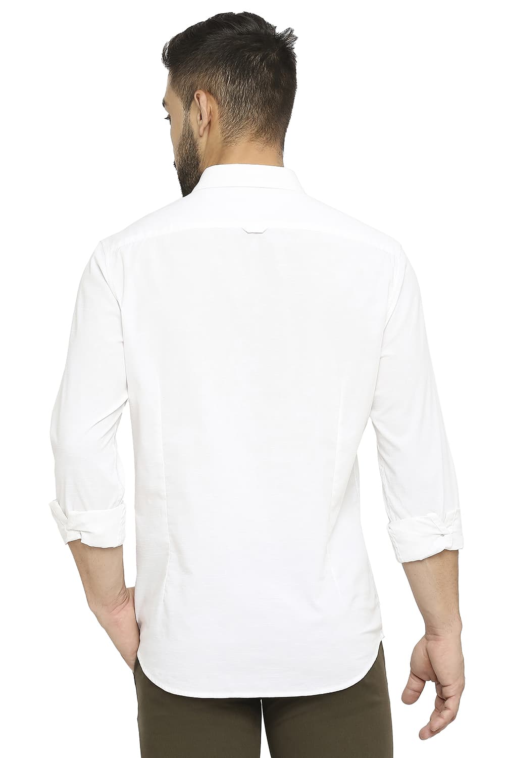 BASICS SLIM FIT COTTON SLUB SHIRT