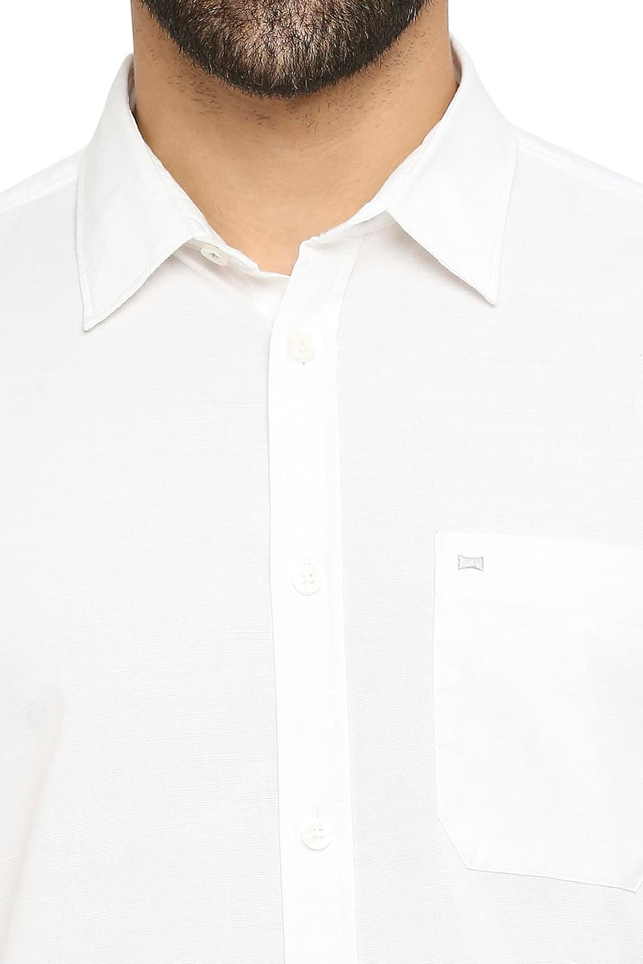 BASICS SLIM FIT CLOUD WHITE COTTON SLUB SHIRT