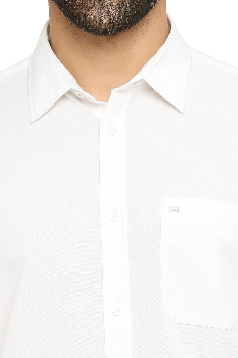 BASICS SLIM FIT COTTON SLUB SHIRT