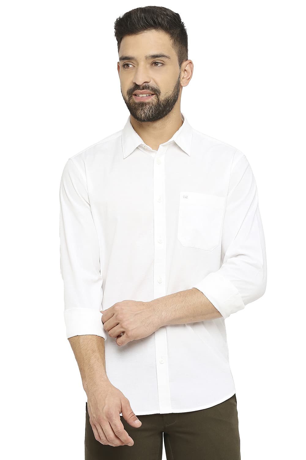 BASICS SLIM FIT COTTON SLUB SHIRT