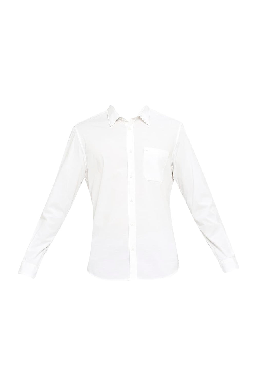 BASICS SLIM FIT CLOUD WHITE COTTON SLUB SHIRT
