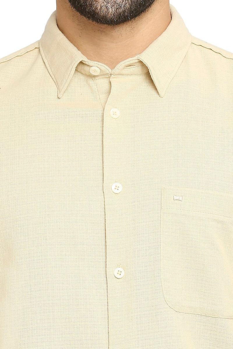 BASICS SLIM FIT COTTON DOBBY HALFSLEEVES SHIRT