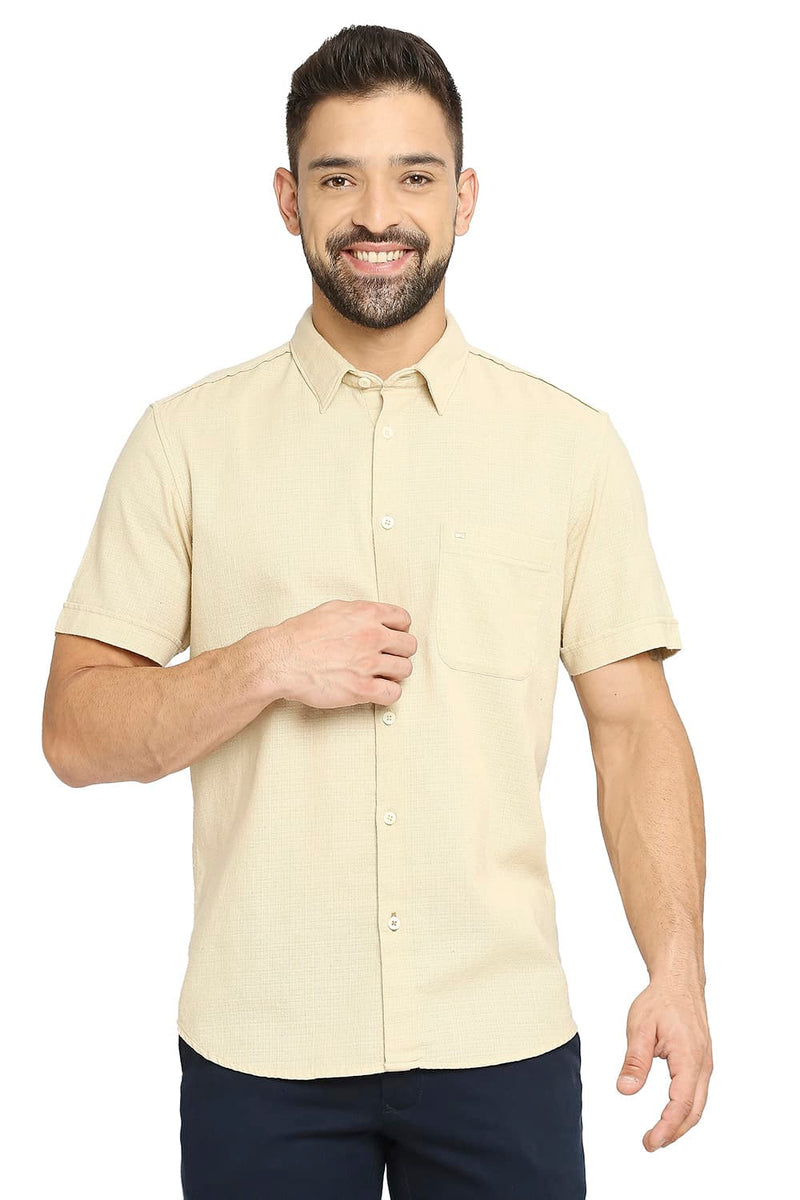 BASICS SLIM FIT COTTON DOBBY SHIRT