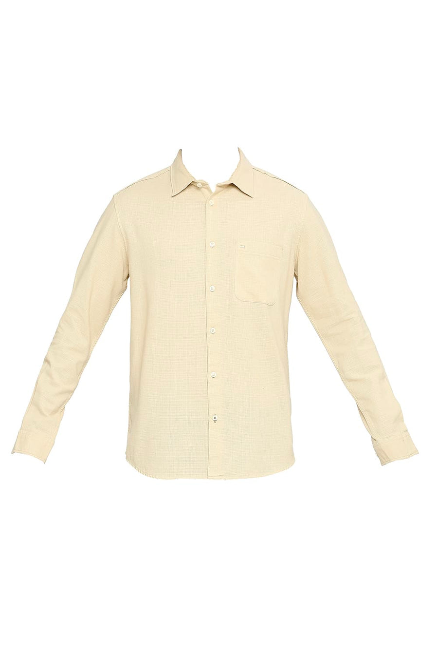 BASICS SLIM FIT MOJAVE BEIGE COTTON DOBBY SHIRT