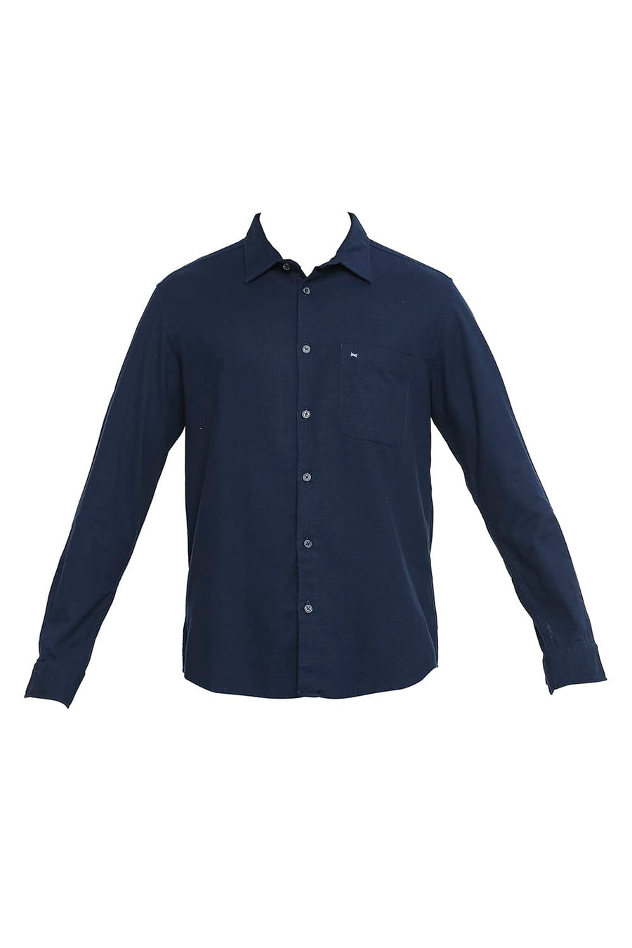 BASICS SLIM FIT NAVY PEONY COTTON DOBBY SHIRT