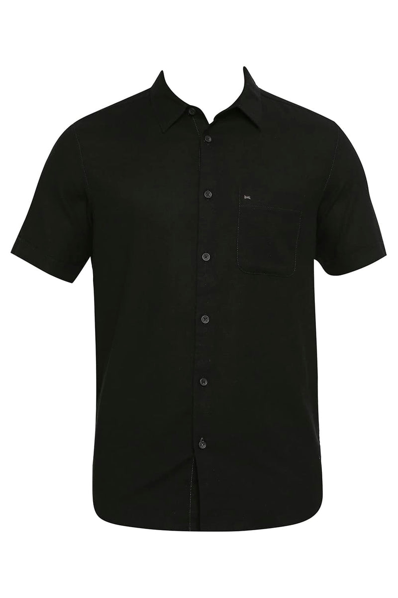 BASICS SLIM FIT COTTON DOBBY HALFSLEEVES SHIRT