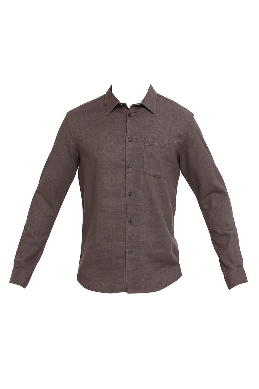 BASICS SLIM FIT PERISCOPE GREY COTTON DOBBY SHIRT