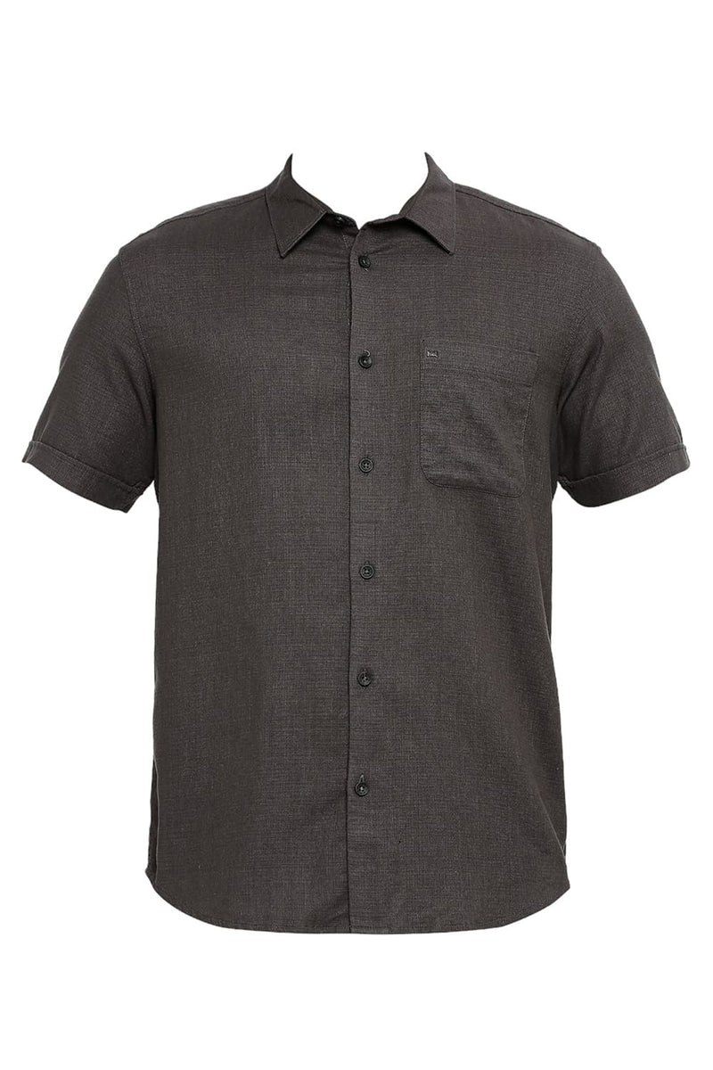 BASICS SLIM FIT COTTON DOBBY HALFSLEEVES SHIRT