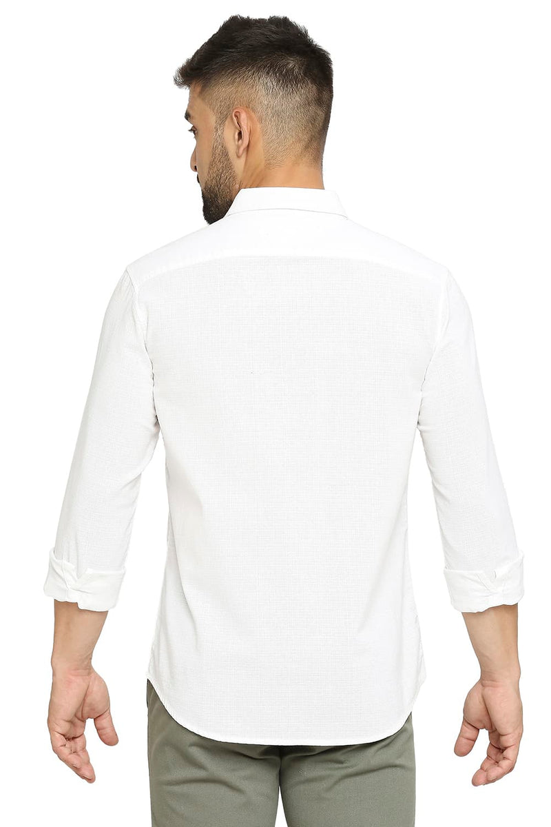 BASICS SLIM FIT COTTON DOBBY SHIRT