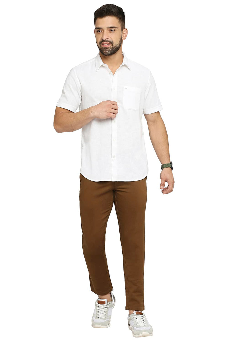 BASICS SLIM FIT COTTON DOBBY HALFSLEEVES SHIRT