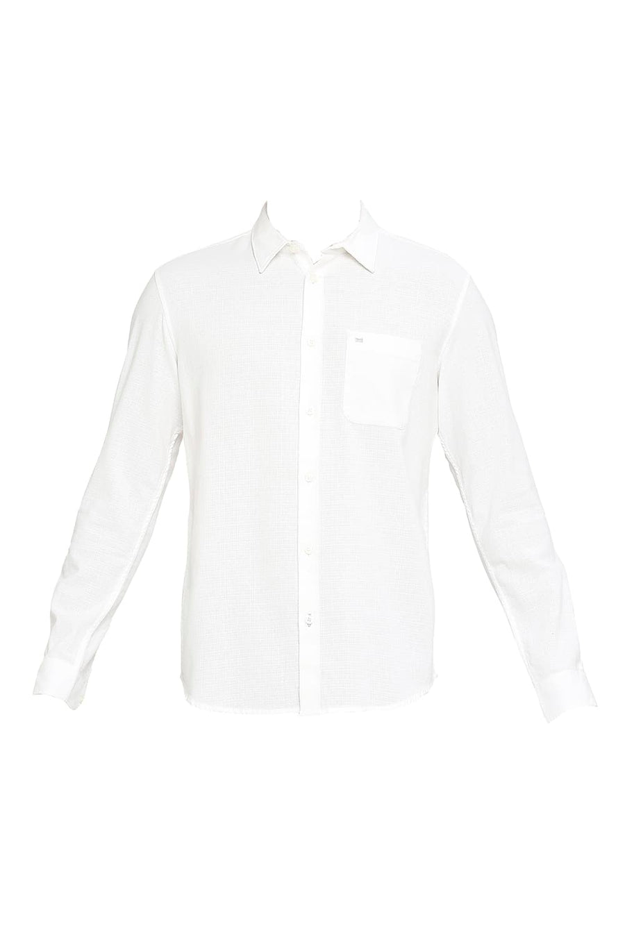 BASICS SLIM FIT BRIGHT WHITE COTTON DOBBY SHIRT