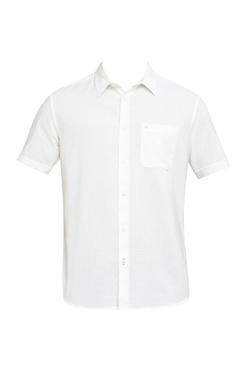 BASICS SLIM FIT COTTON DOBBY HALFSLEEVES SHIRT