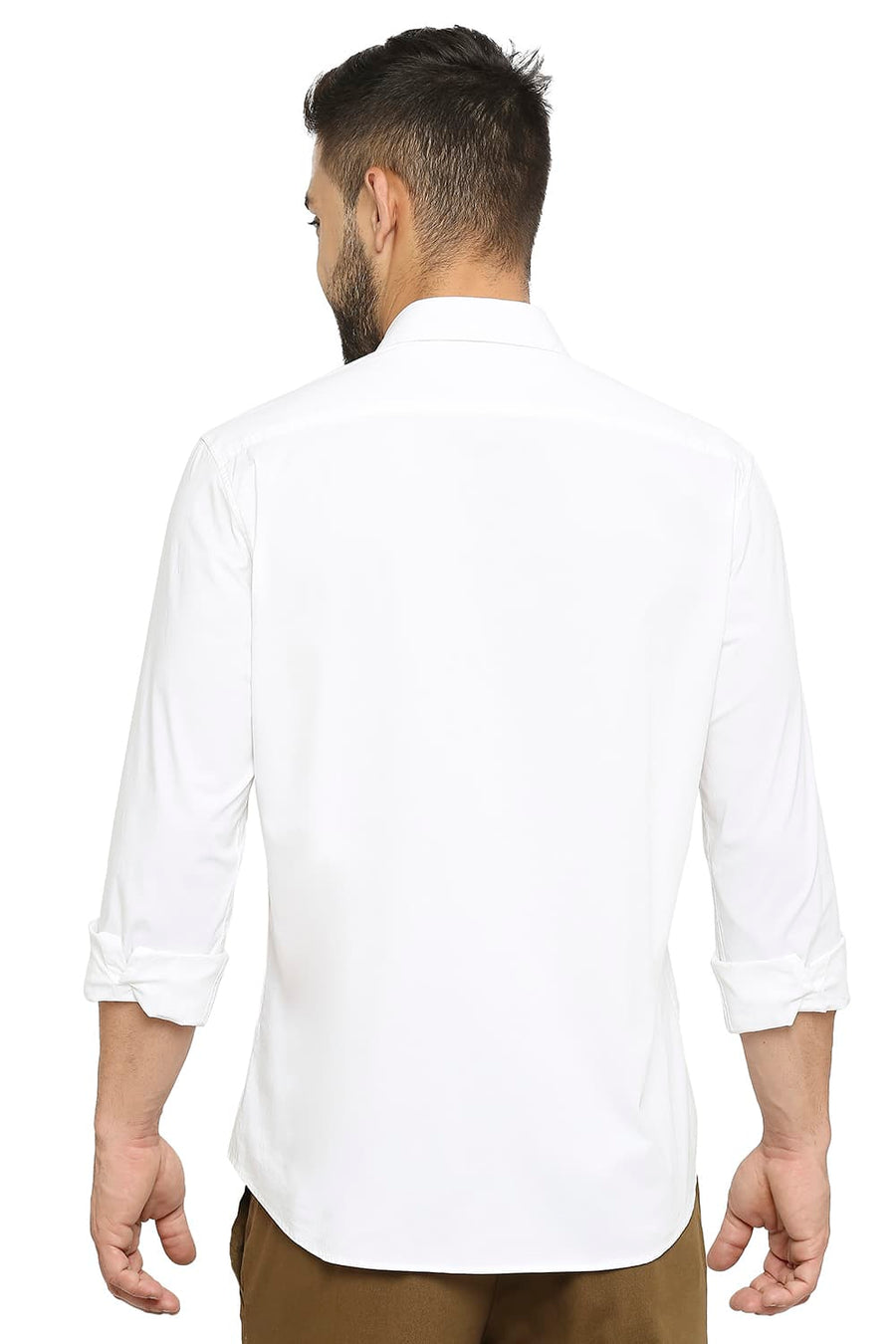 BASICS SLIM FIT LILY WHITE POPLIN STRETCH SHIRT