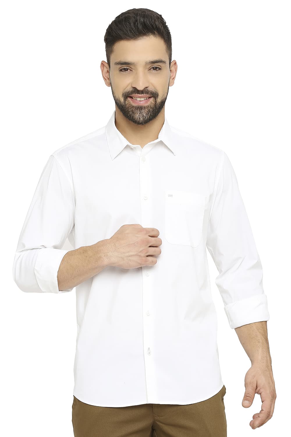 BASICS SLIM FIT POPLIN STRETCH SHIRT