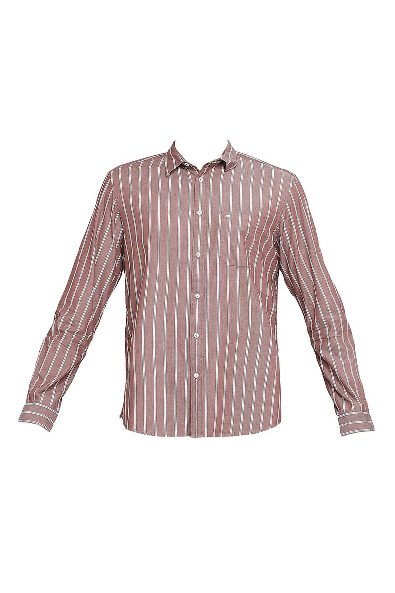 BASICS SLIM FIT COTTON CAVALRY TWILL STRIPE SHIRT