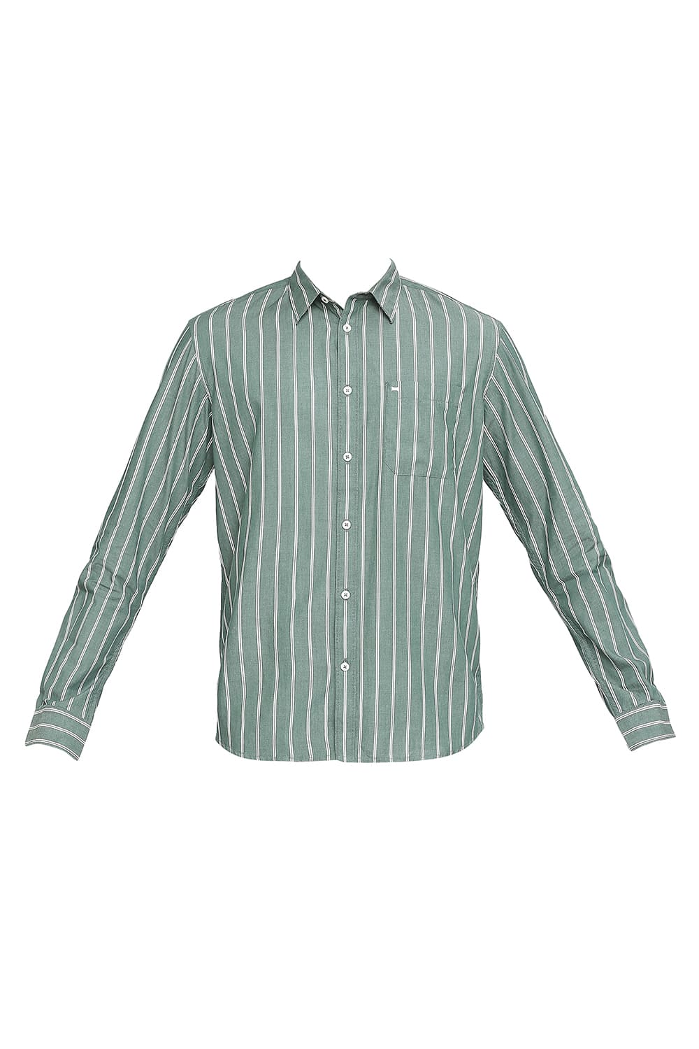 BASICS SLIM FIT COTTON CAVALRY TWILL STRIPE SHIRT