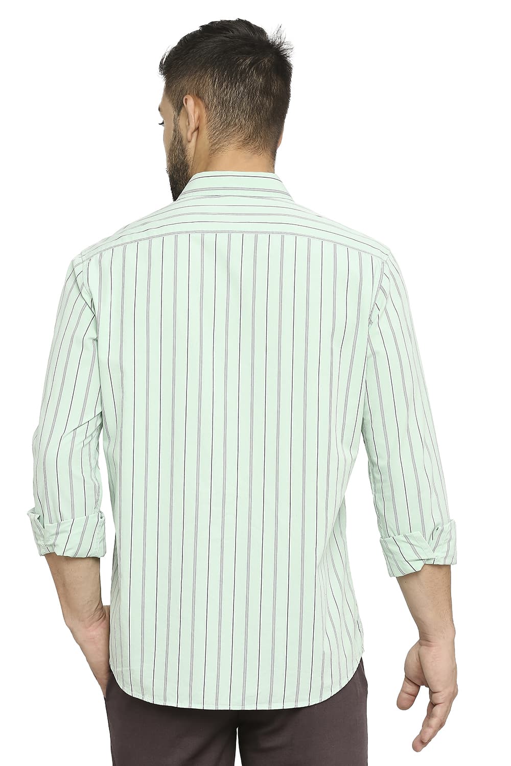 BASICS SLIM FIT COTTON STRIPE SHIRT