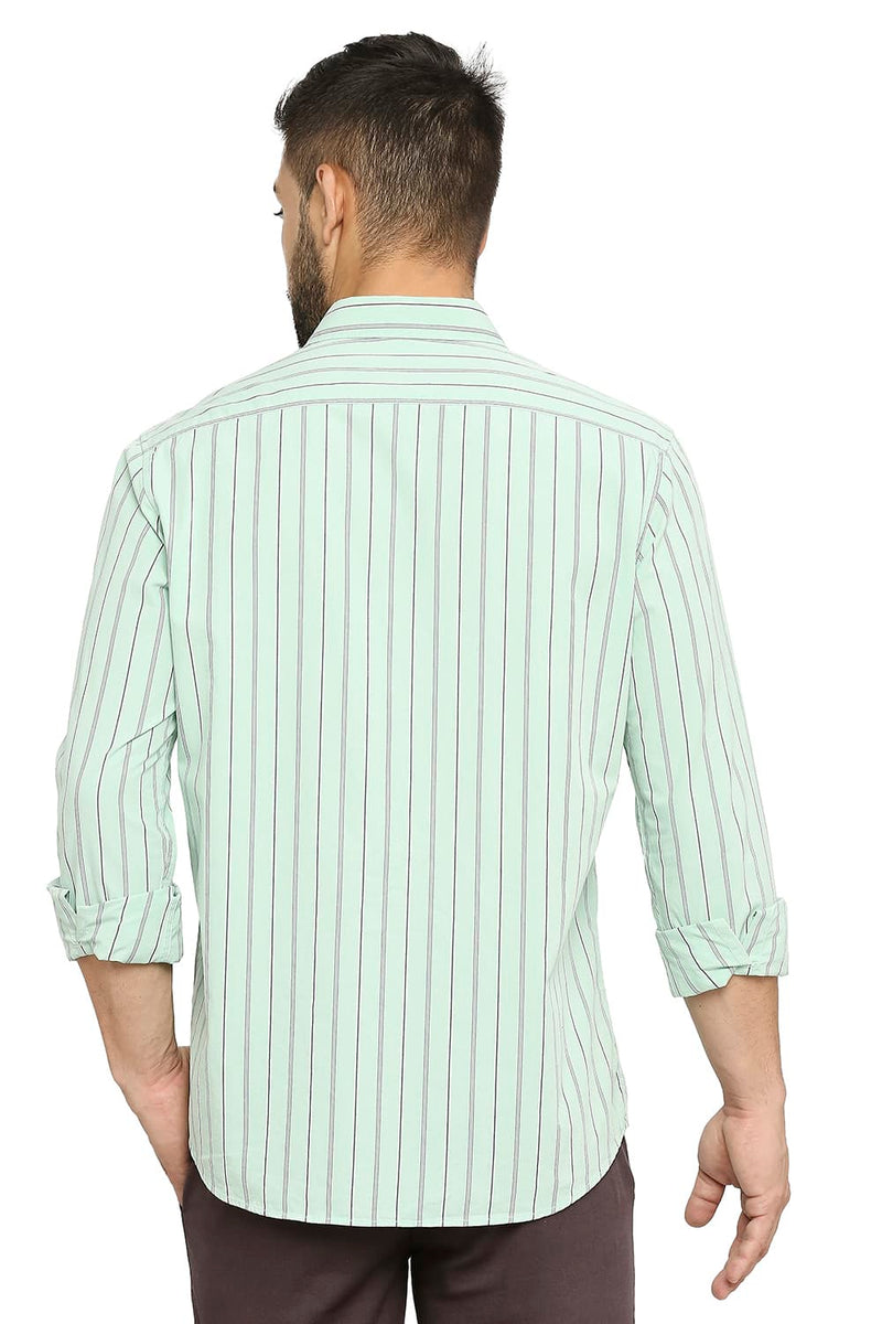 BASICS SLIM FIT COTTON STRIPE SHIRT