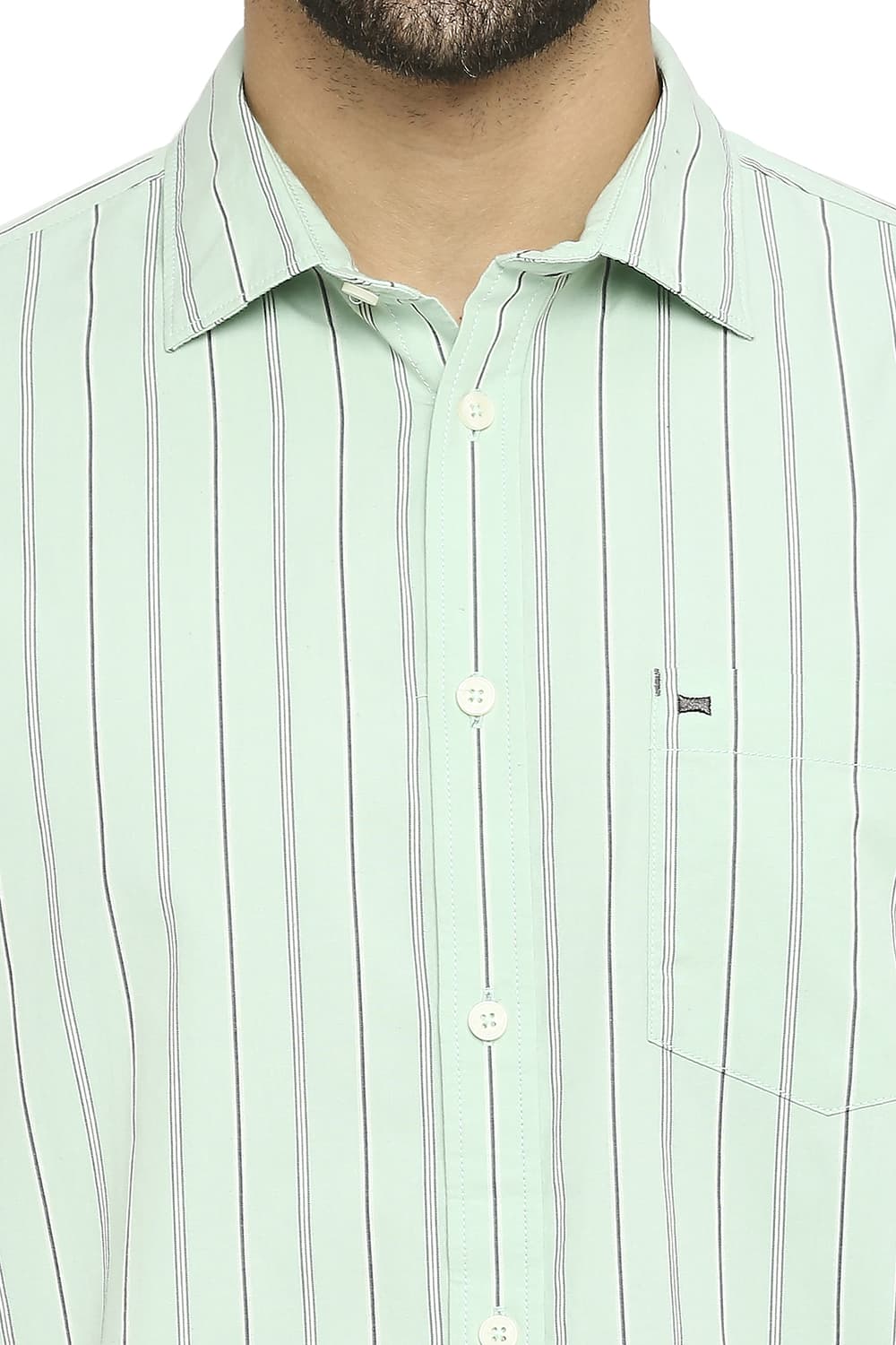 BASICS SLIM FIT COTTON STRIPE SHIRT