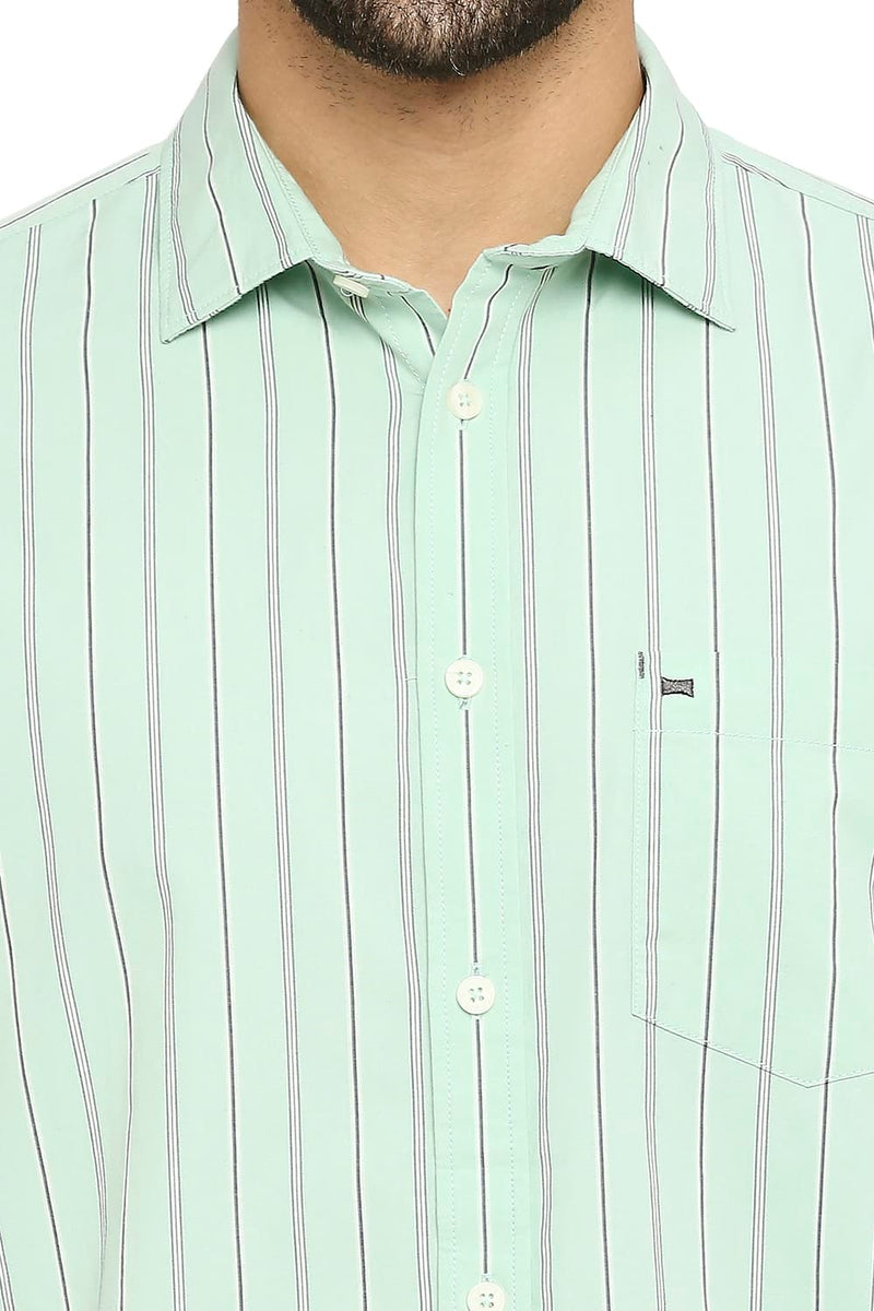 BASICS SLIM FIT COTTON STRIPE SHIRT