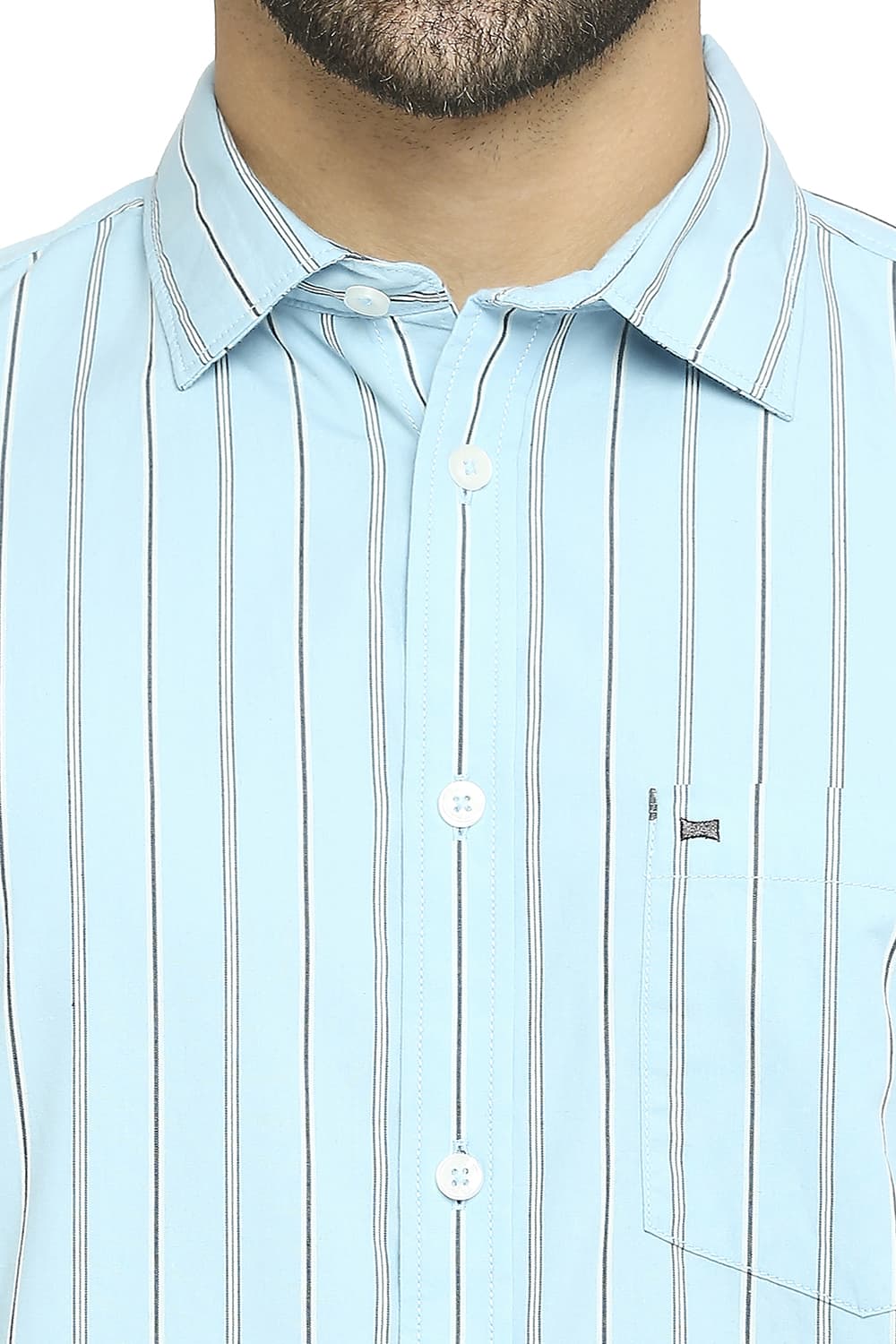 BASICS SLIM FIT COTTON STRIPE SHIRT