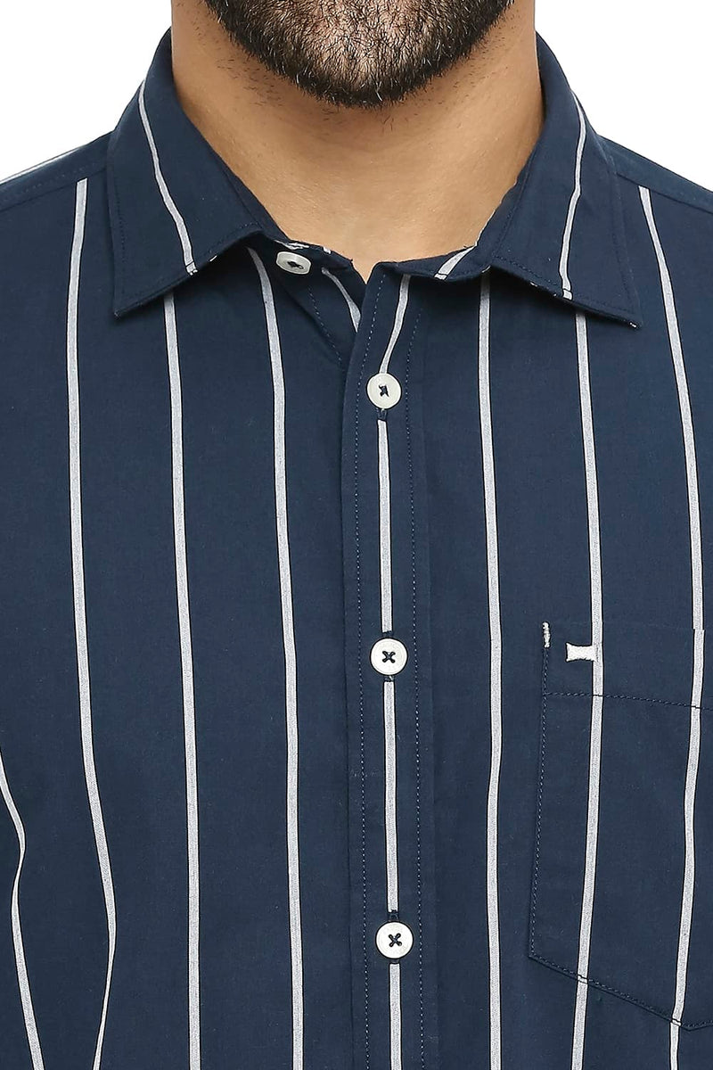 BASICS SLIM FIT COTTON STRIPE SHIRT