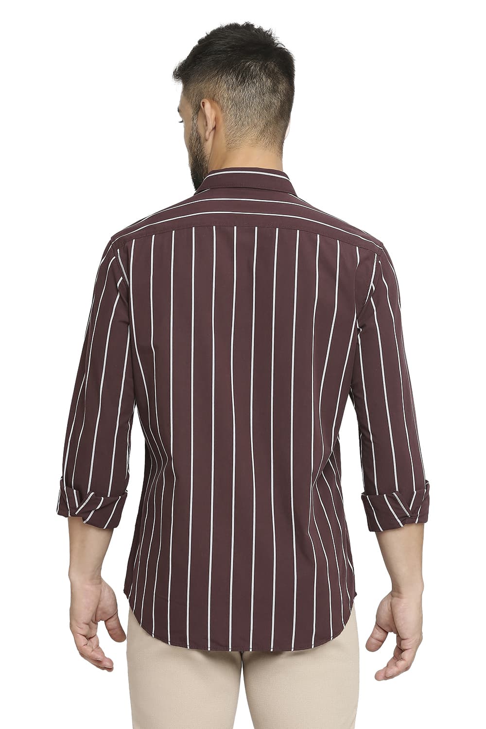 BASICS SLIM FIT COTTON STRIPE SHIRT