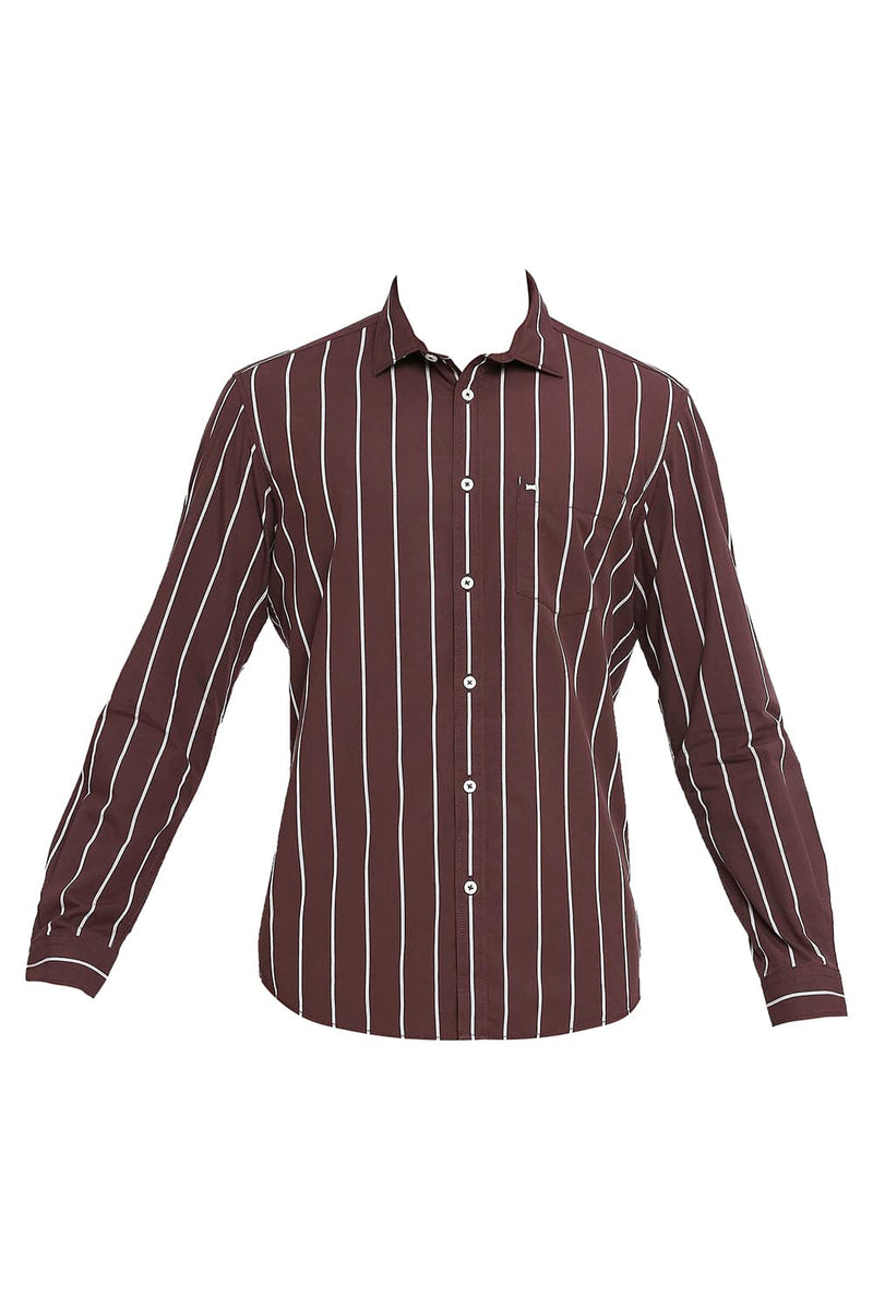 BASICS SLIM FIT COTTON STRIPE SHIRT