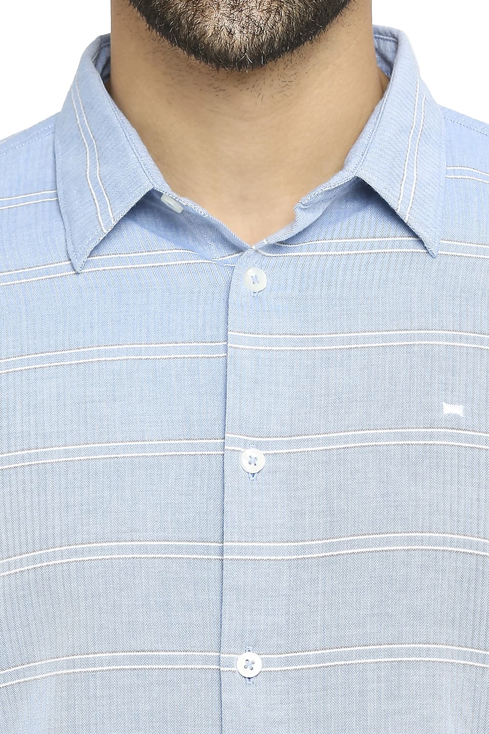 BASICS SLIM FIT COTTON TWILL WEFT STRIPE SHIRT