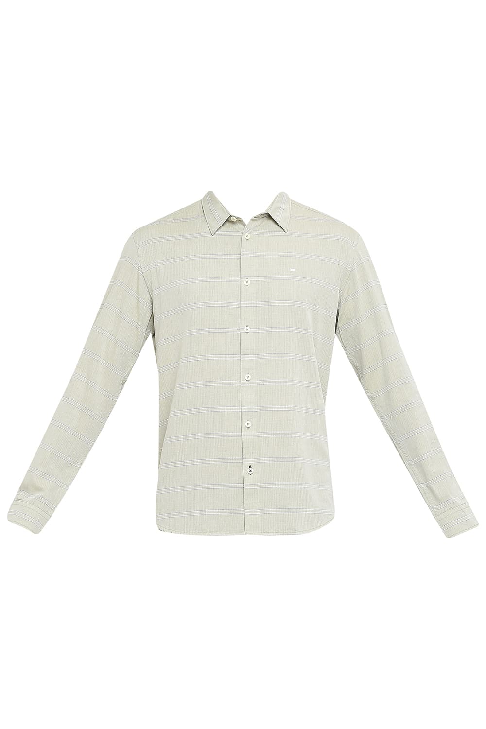 BASICS SLIM FIT COTTON TWILL WEFT STRIPE SHIRT