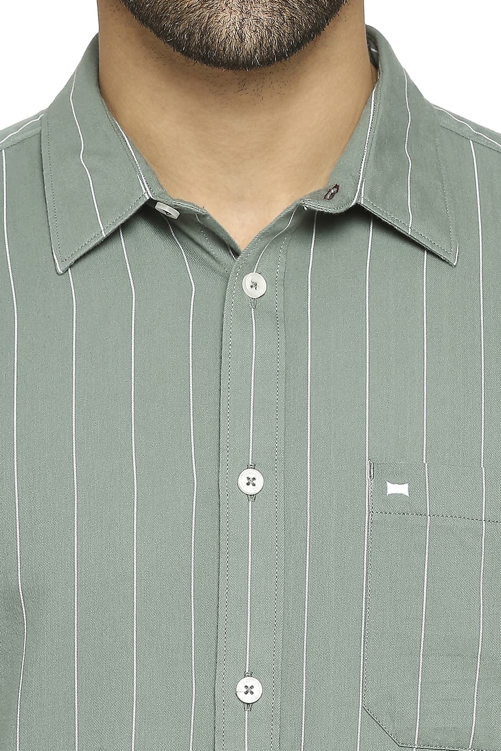 BASICS SLIM FIT COTTON TWILL STRIPE SHIRT