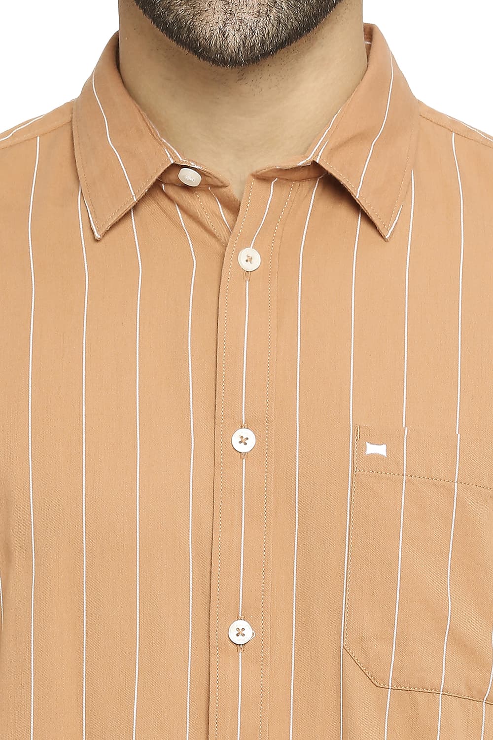 BASICS SLIM FIT COTTON TWILL STRIPE SHIRT