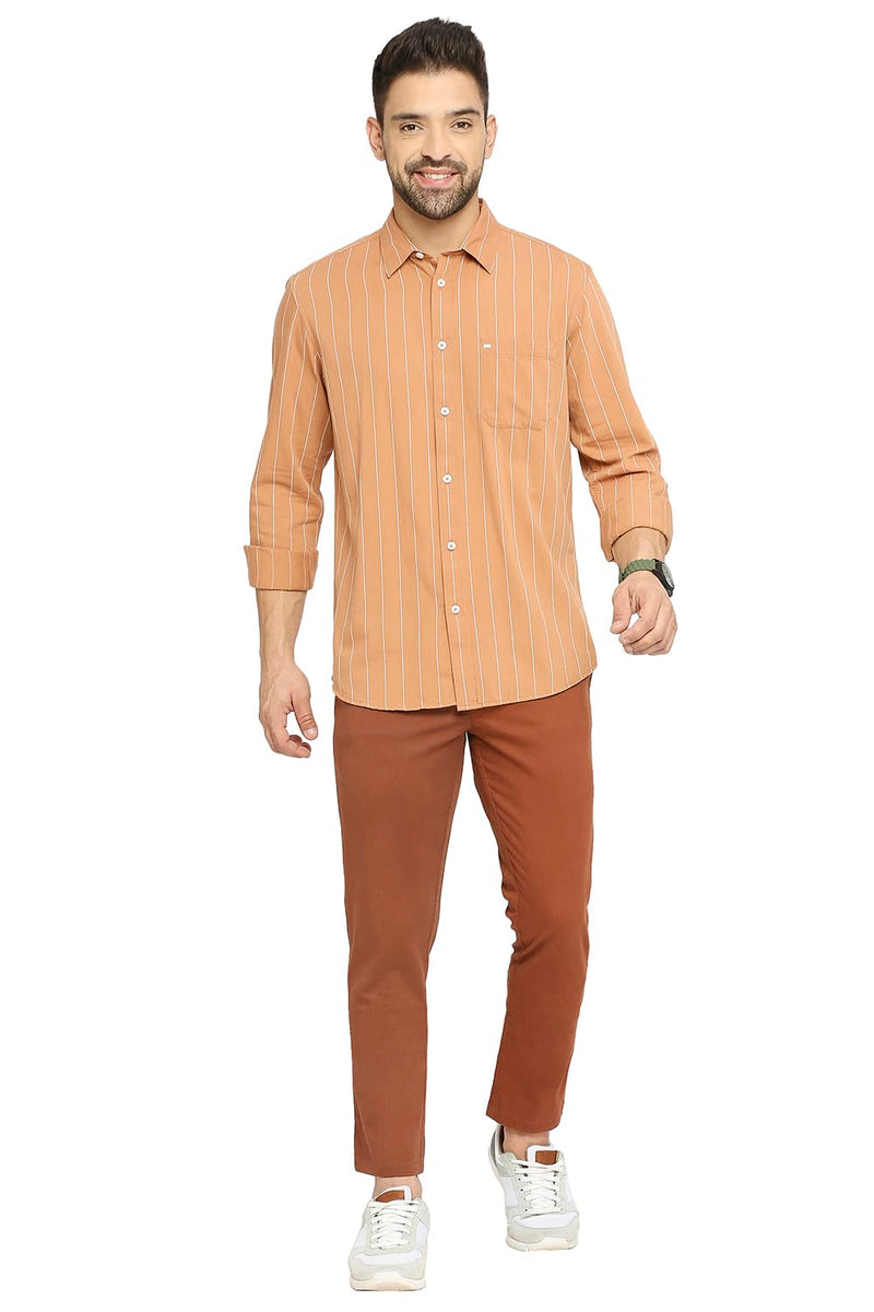 BASICS SLIM FIT COTTON TWILL STRIPE SHIRT