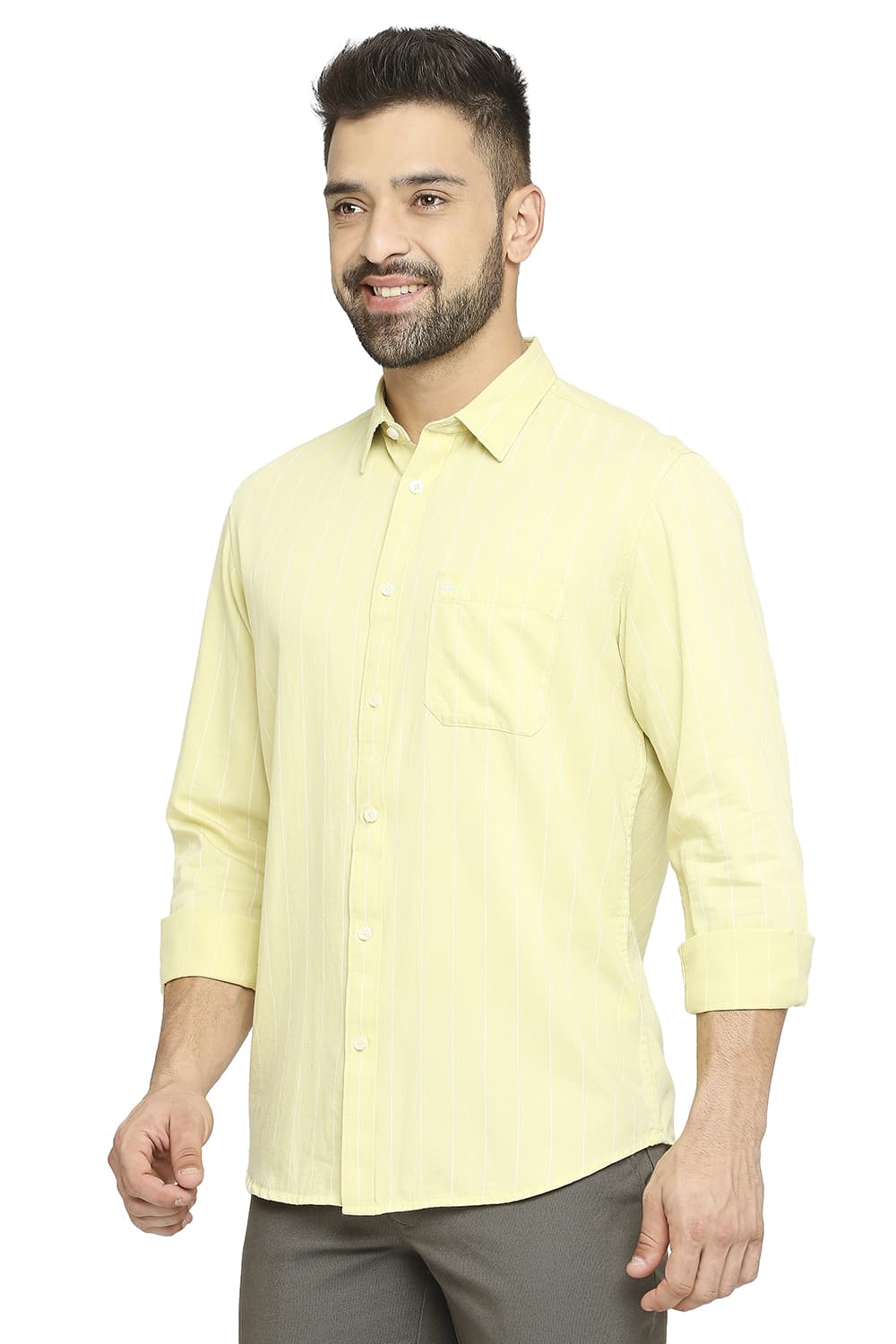 BASICS SLIM FIT COTTON TWILL STRIPE SHIRT