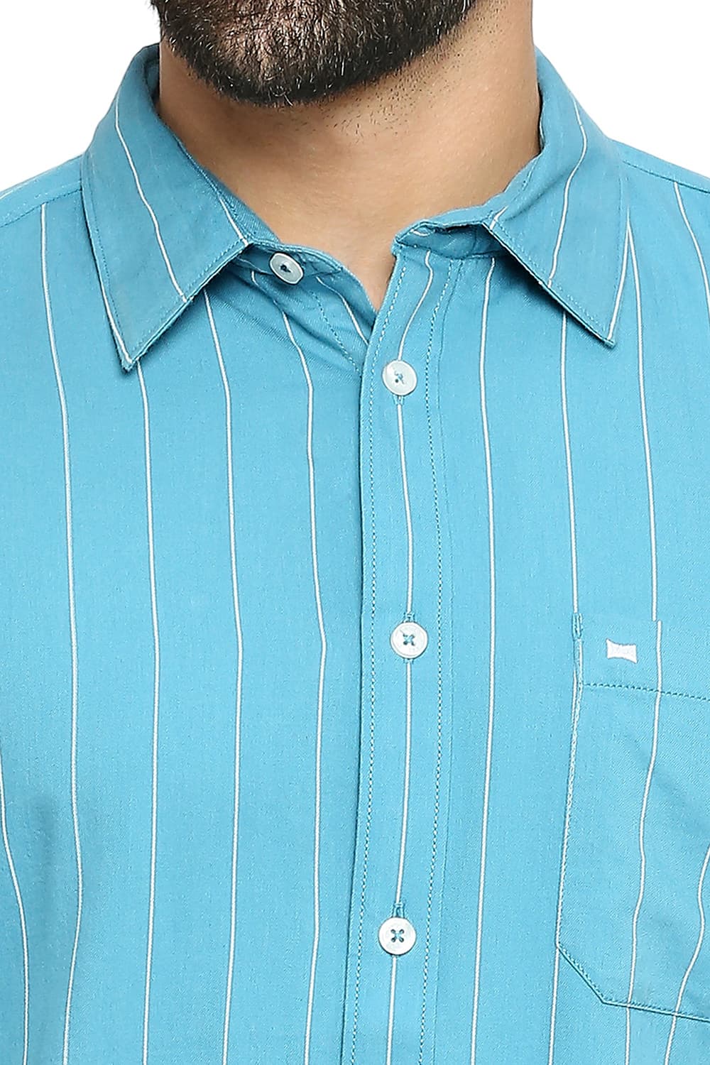 BASICS SLIM FIT COTTON TWILL STRIPE SHIRT