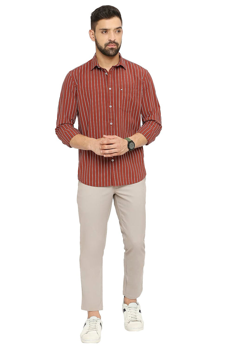 BASICS SLIM FIT COTTON STRIPE SHIRT