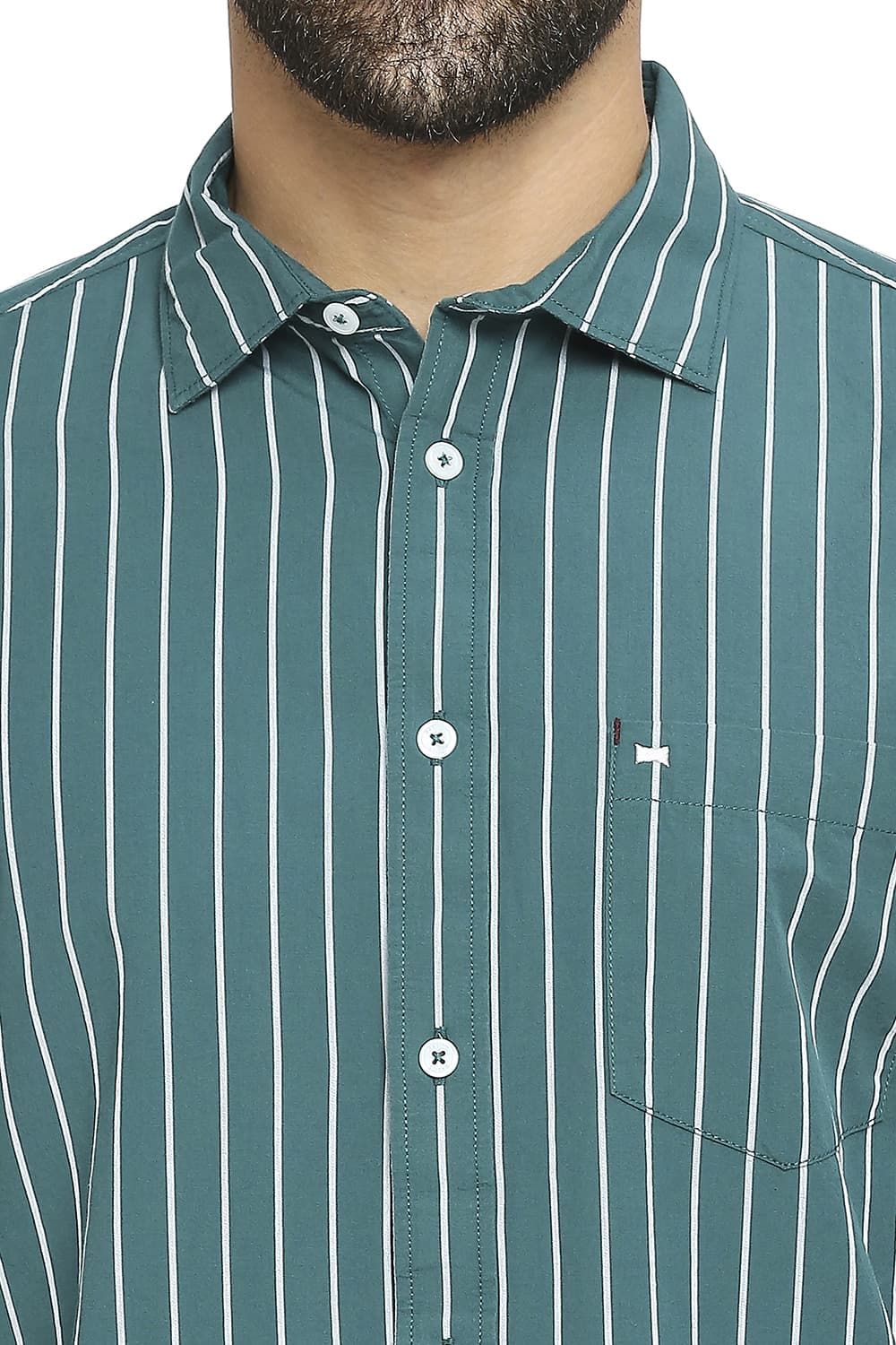 BASICS SLIM FIT COTTON STRIPE SHIRT