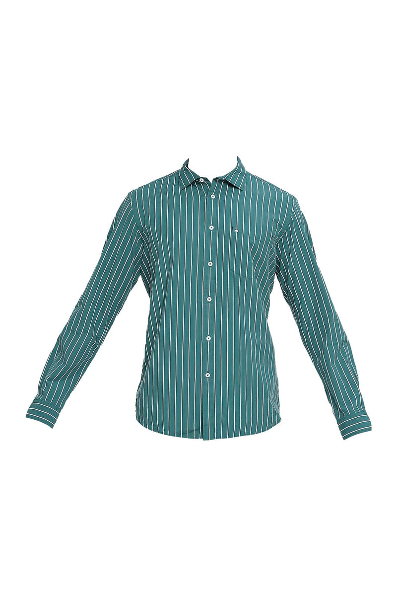 BASICS SLIM FIT COTTON STRIPE SHIRT