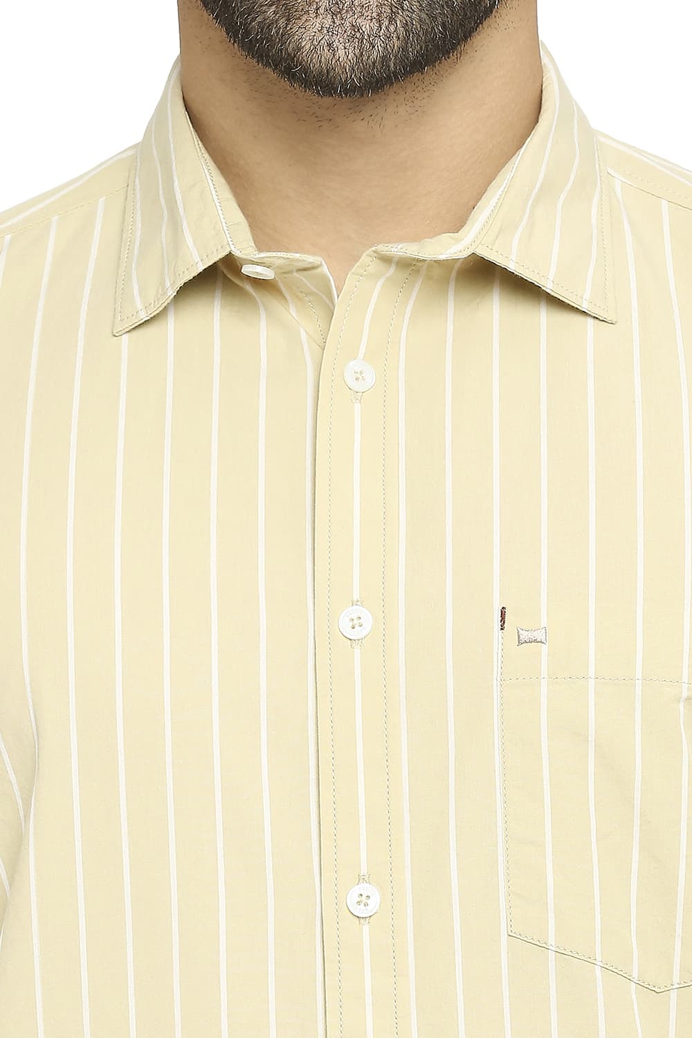 BASICS SLIM FIT COTTON STRIPE SHIRT