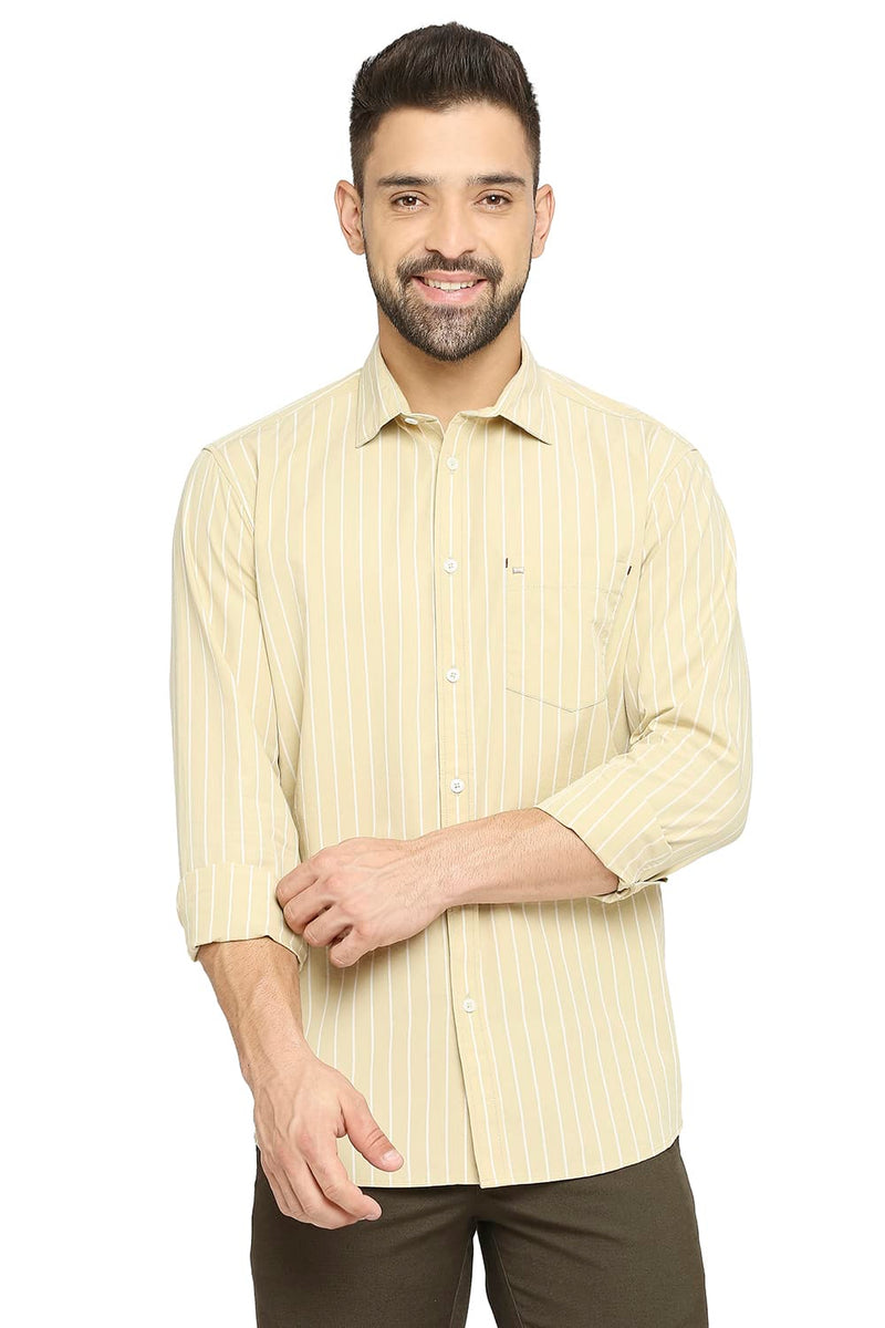 BASICS SLIM FIT COTTON STRIPE SHIRT