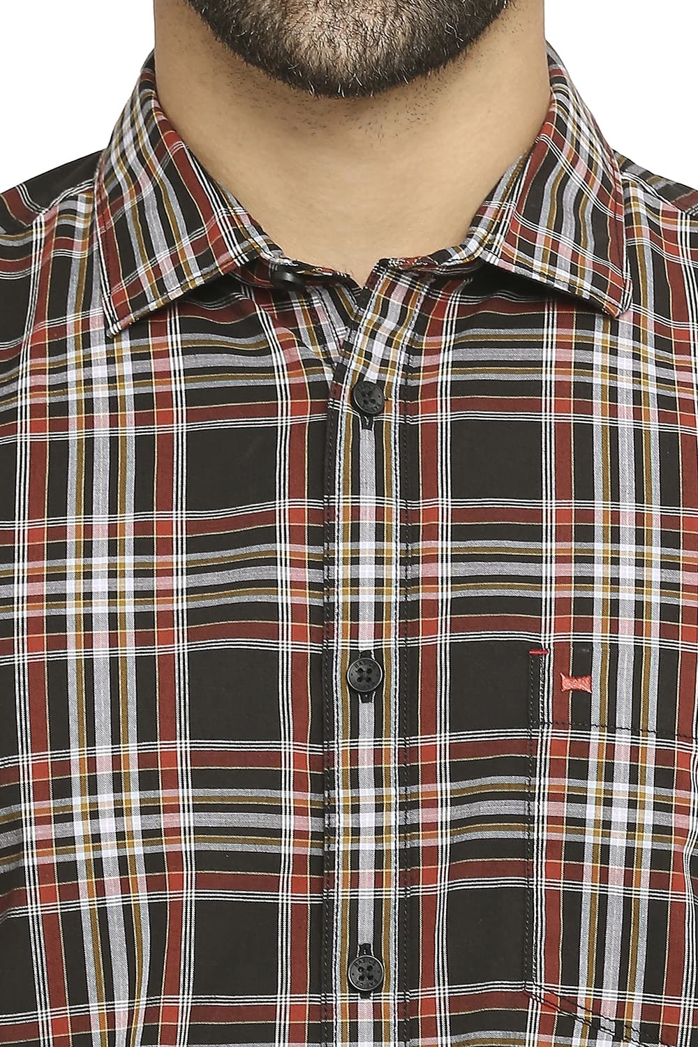 BASICS SLIM FIT COTTON CHECKS SHIRT