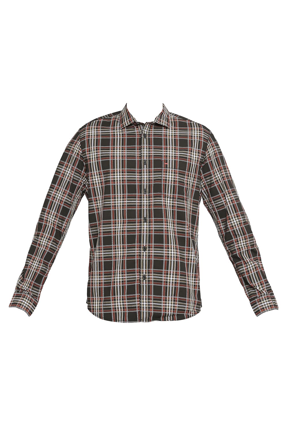 BASICS SLIM FIT COTTON CHECKS SHIRT