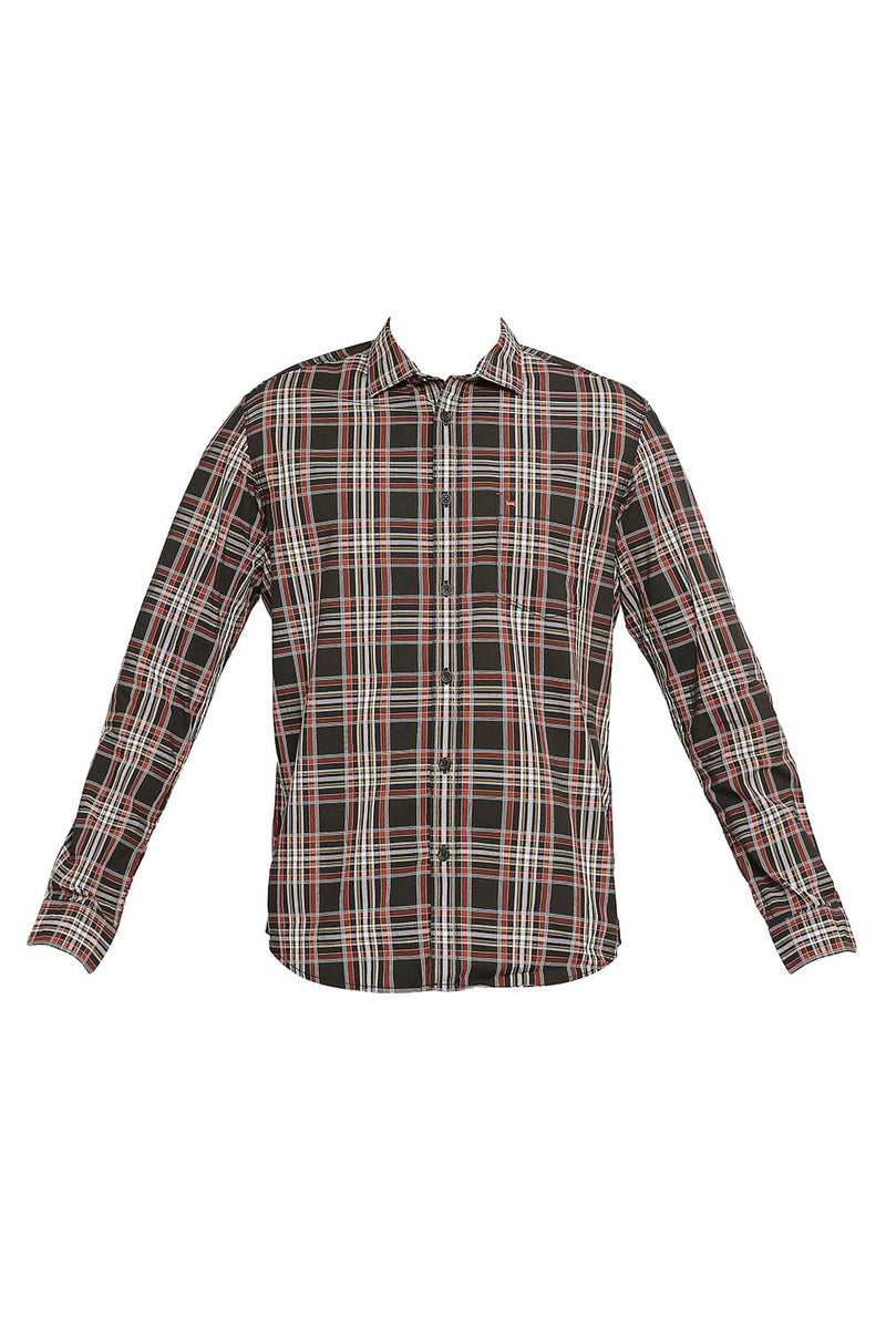 BASICS SLIM FIT COTTON CHECKS SHIRT